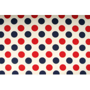 Plátno bavlněné, puntíky velké 2,5cm- modré a červené, metráž, látky